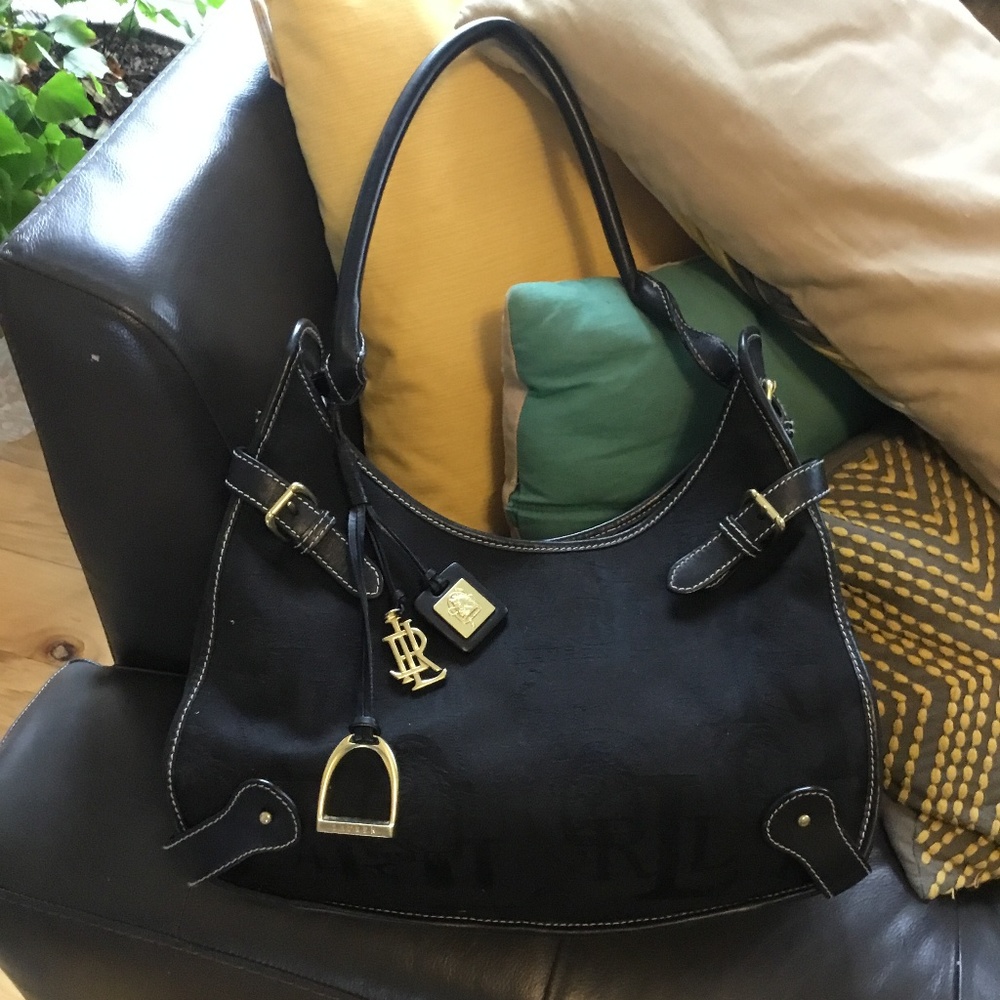 Ralph Lauren Equestrian Hobo Canvas Bag